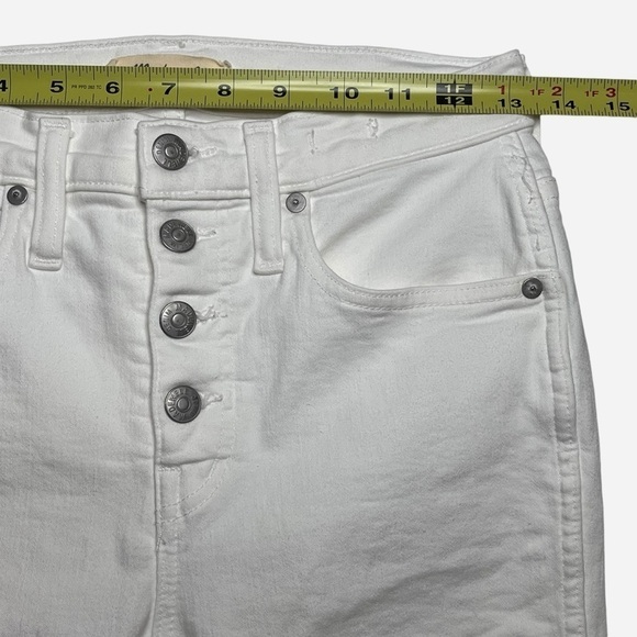 Madewell 10” High Rise Skinny Jeans 26 White Crop Raw Hem Button Front - Picture 9 of 16